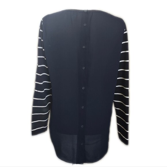 5/$55 Ann Taylor LOFT Long Sleeved Navy Blue & White Striped Tunic Top, M - Picture 3 of 6